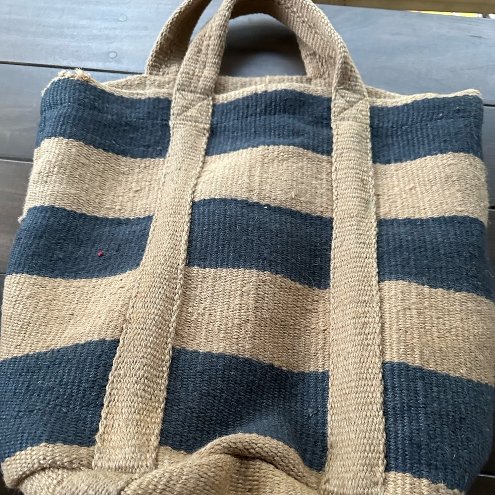 Burlap Striped tote bag